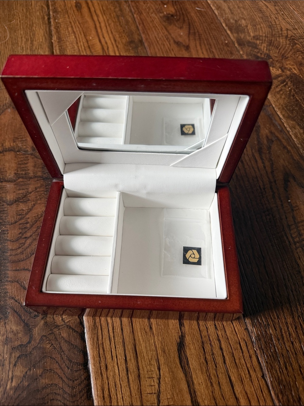 Wooden Jewelry Box with White Interior